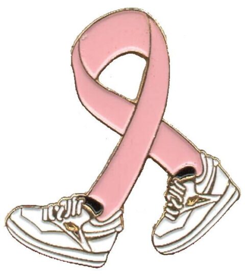Breast Cancer Awareness Ribbon Pin - Walking Shoes | (5 Pack)