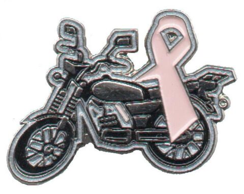 Breast Cancer Awareness Ribbon - Motorcycle - Lapel Pin | (5 Pack)