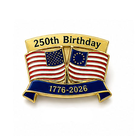 250th birthday crossed flags lapel pin